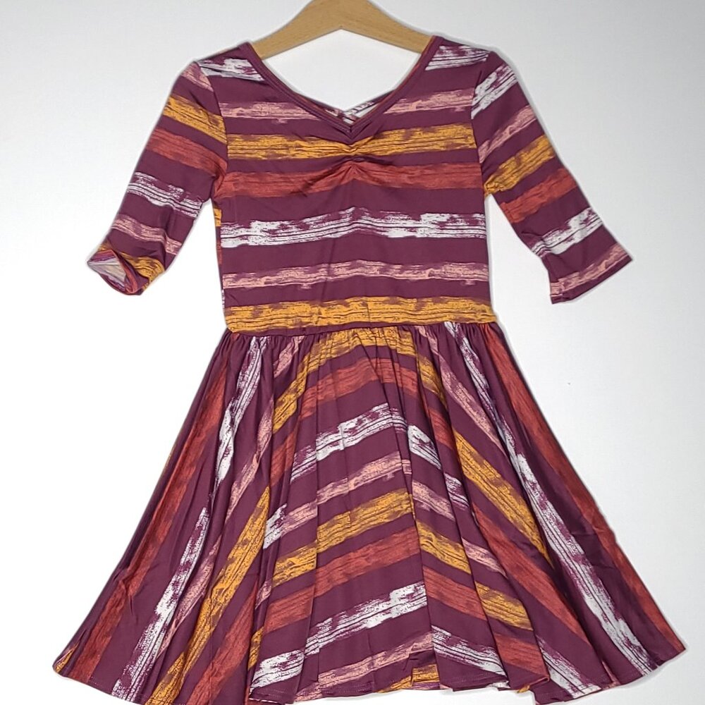 DotDotSmile Size 5/6 Ballerina Dress - NWT Maroon with Horizontal Stripes